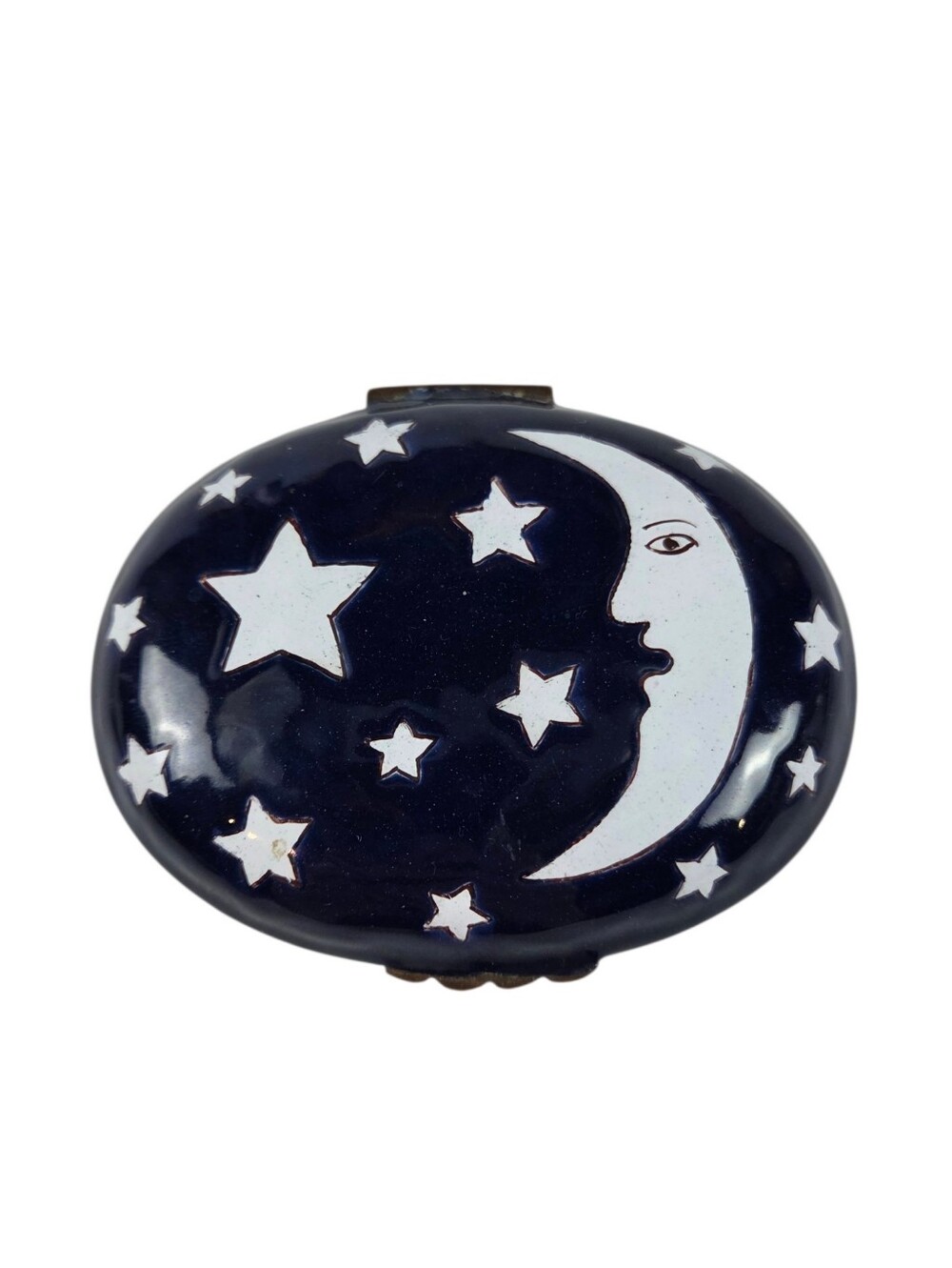 Celestial Enameled Moon Stars Trinket Box